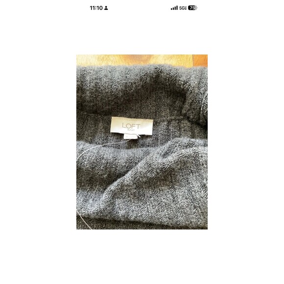 LOFT Outlet Dress M Ribbed Turtle Neck Midi Sweater Knit Gray Long Sleeve NEW - Picture 4 of 9